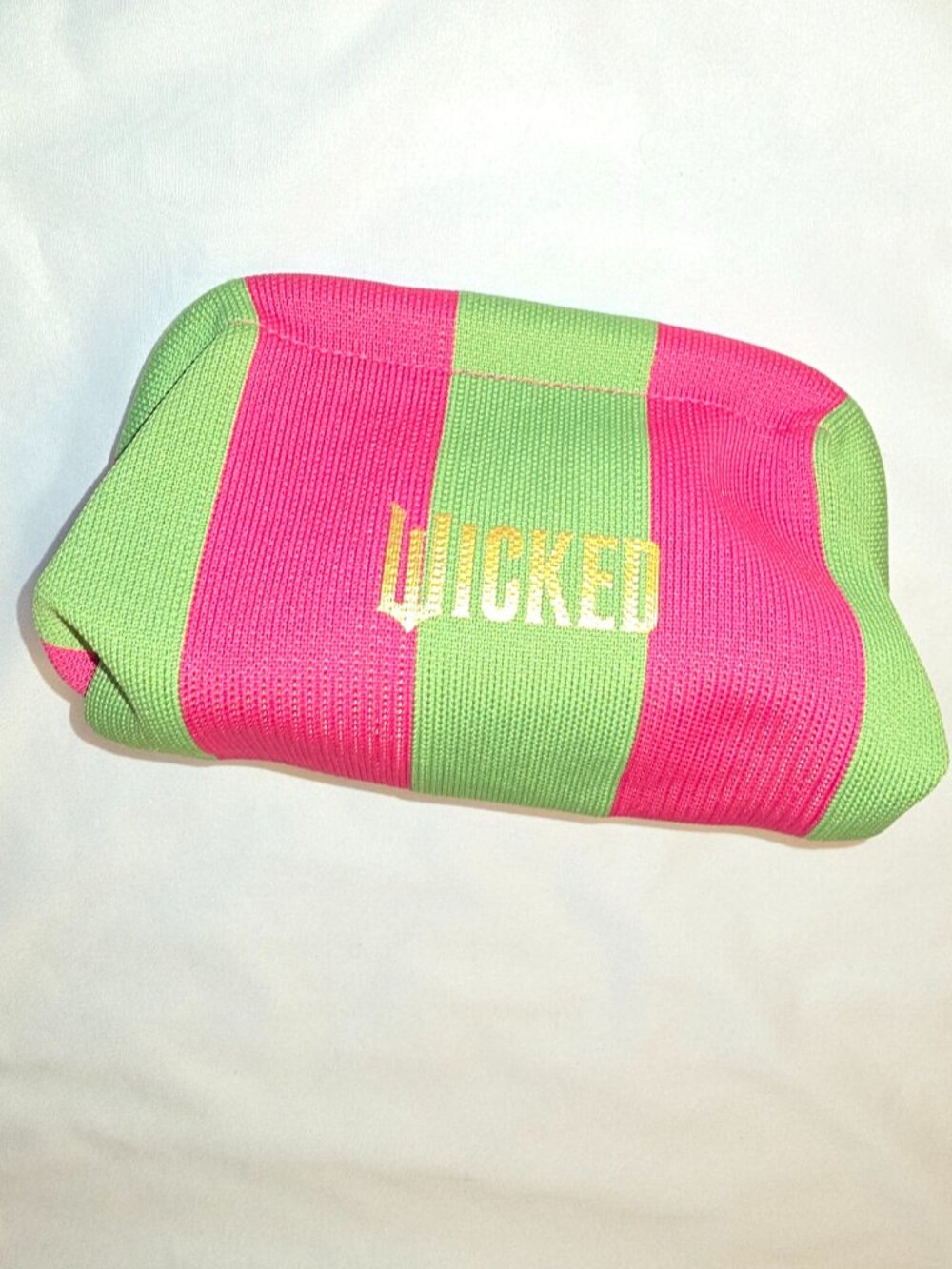 Wicked Clutch Purse Pouch Dumpling Bag Stripes Pink Green Travel Organizer